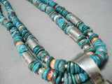 Native American Colorful Vintage Santo Domingo Turquoise Coral Sterling Silver Necklace-Nativo Arts