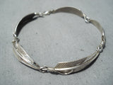 One Of A Kind Navajo Sterling Silver Feather Bracelet Native American-Nativo Arts