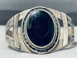 Huge Vintage Native American Navajo Black Onyx Sterling Silver Bracelet-Nativo Arts