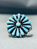 Incredible Signed Vintage Native American Zuni Turquoise Sterling Silver Ring-Nativo Arts