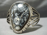 Important Liz Etsitty White Turquoise Vintage Native American Navajo Sterling Silver Bracelet-Nativo Arts