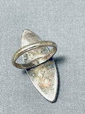 Native American Beautiful Quality Vintage Zuni Turquoise Inlay Sterling Silver Ring Old-Nativo Arts