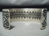 Huge Heavy Vintage Native American Navajo Squared Turquoise Signed Sterling Silver Bracelet-Nativo Arts