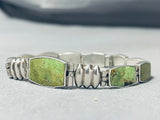 Native American Exquisite Vintage Southwest Gaspeite Sterling Silver Link Clasp Bracelet-Nativo Arts