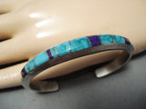 Exquisite Signed Native American Navajo Inlay Turquoise Sugulite Sterling Silver Bracelet-Nativo Arts