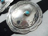 Very Old Vintage Native American Navajo Hand Tooled Sterling Silver Turquoise Concho Belt-Nativo Arts