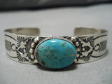 Jeanette Dale Blue Gem Turquoise Sterling Silver Native Native American Navajo Bracelet-Nativo Arts