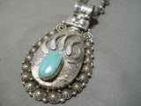 Tremendous Native American Navajo Pilot Mountain Turquoise Sterling Silver Necklace-Nativo Arts