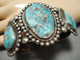 Native American One Of The Best Vintage Ingot Persin Turquoise Hand Tooled Bracelet Old-Nativo Arts