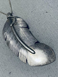 Beautiful Vintage Native American Navajo Sterling Silver Feather Necklace-Nativo Arts
