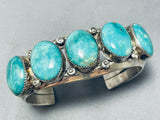 Heavy Vintage Native American Navajo Green Domed Turquoise Sterling Silver Bracelet-Nativo Arts