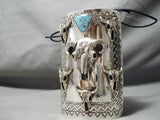 Magnificent Native American Navajo Spiderweb Turquoise Sterling Silver Bowguard-Nativo Arts