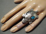 Fantastic Navajo Kingman Turquoise Sterling Silver Ring Native American-Nativo Arts