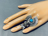 Phenomenal Native American Navajo Sleeping Beauty Turquoise Sterling Silver Kachina Ring-Nativo Arts