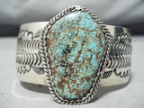 Rob Yellowhorse Vintage Native American Navajo Green Turquoise Sterling Silver Bracelet-Nativo Arts