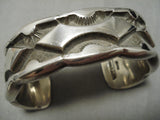 The Heaviest Vintage Native American Navajo Hand Tooled Sterling Silver Bracelet- 223 Grams!!!-Nativo Arts
