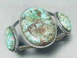 Opulent Vintage Native American Navajo 3 Stone Turquoise Sterling Silver Bracelet Cuff Old-Nativo Arts