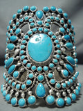 One Of The Best Native American Navajo Turquois Esterling Silver Bracelet-Nativo Arts