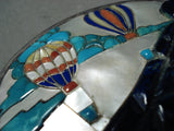 Native American Detailed Vintage Navajo New Mexico Turquoise Air Balloon Sterling Silver Buckle-Nativo Arts