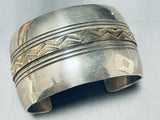 Henrietta Yesele Vintage Native American Navajo Wide Sterling Silver Gold Bracelet-Nativo Arts