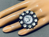 Special Native American Navajo Mother Of Pearl Mercury Dime Sterling Silver Ring-Nativo Arts