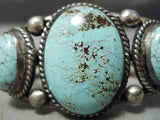 One Of The Best Vintage Native American Navajo Domed #8 Turquoise Sterling Silver Bracelet Old-Nativo Arts