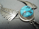 Fabulous Vintage Native American Navajo Sleeping Beauty Turquoise Sterling Silver Necklace-Nativo Arts