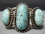 Opulent Vintage Native American Navajo Carico Lake Turquoise Sterling Silver Bracelet-Nativo Arts