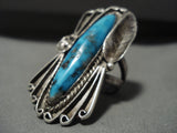 Elevating Vintage Navajo Bisbee Or Persin Turquoise Native American Jewelry Silver Leaf Ring Old-Nativo Arts