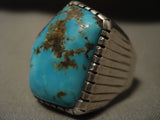 Enormous Men's Vintage Navajo #8 Turquoise Nugget Native American Jewelry Silver Ring Old-Nativo Arts