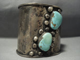 Enormous Vintage Navajo Crow Springs Turquoise Native American Jewelry Silver Bracelet-Nativo Arts