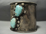 Enormous Vintage Navajo Crow Springs Turquoise Native American Jewelry Silver Bracelet-Nativo Arts