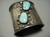 Enormous Vintage Navajo Crow Springs Turquoise Native American Jewelry Silver Bracelet-Nativo Arts