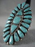 Enormous Vintage Navajo Sky Blue Turquoise Native American Jewelry Silver Ring-Nativo Arts