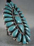 Enormous Vintage Navajo Sky Blue Turquoise Native American Jewelry Silver Ring-Nativo Arts