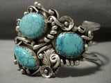 Enormous Vintage Navajo Spiderweb Turquoise Native American Jewelry Silver Bracelet Old Pawn-Nativo Arts