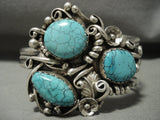 Enormous Vintage Navajo Spiderweb Turquoise Native American Jewelry Silver Bracelet Old Pawn-Nativo Arts