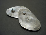 Enormouse Vintage Navajo Crow Springs Turquoise Native American Jewelry Silver Earrings Old-Nativo Arts