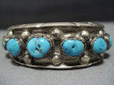 Exceptional Vintage Hopi Sterling Silver Turquoise Native American Jewelry Bracelet Old-Nativo Arts