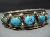 Exceptional Vintage Hopi Sterling Silver Turquoise Native American Jewelry Bracelet Old-Nativo Arts