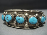 Exceptional Vintage Hopi Sterling Silver Turquoise Native American Jewelry Bracelet Old-Nativo Arts