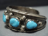 Exceptional Vintage Hopi Sterling Silver Turquoise Native American Jewelry Bracelet Old-Nativo Arts