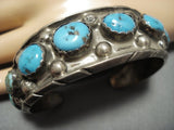 Exceptional Vintage Hopi Sterling Silver Turquoise Native American Jewelry Bracelet Old-Nativo Arts