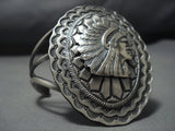 Exceptional Vintage Native American Jewelry Navajo Chief Sterling Silver Huge Bracelet-Nativo Arts