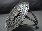 Exceptional Vintage Native American Jewelry Navajo Chief Sterling Silver Huge Bracelet-Nativo Arts
