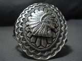 Exceptional Vintage Native American Jewelry Navajo Chief Sterling Silver Huge Bracelet-Nativo Arts