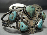 Exceptional Vintage Native American Jewelry Navajo Green Turquoise Sterling Silver Bracelet Old-Nativo Arts