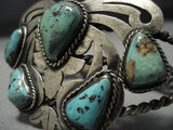 Exceptional Vintage Native American Jewelry Navajo Green Turquoise Sterling Silver Bracelet Old-Nativo Arts
