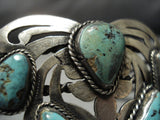 Exceptional Vintage Native American Jewelry Navajo Green Turquoise Sterling Silver Bracelet Old-Nativo Arts