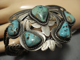Exceptional Vintage Native American Jewelry Navajo Green Turquoise Sterling Silver Bracelet Old-Nativo Arts